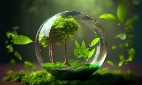 glass-globe-resting-green-stem-generative-ai_779468-6333